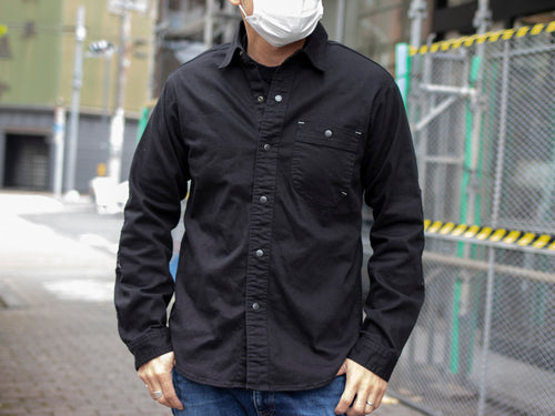 ライダースのコーディネートに【 MOTO WORK SHIRT】
