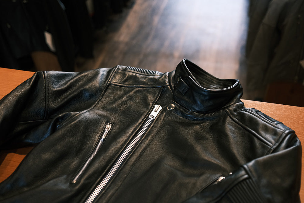 Semi-double high neck leather jacket ”REP” etc. – カドヤ公式