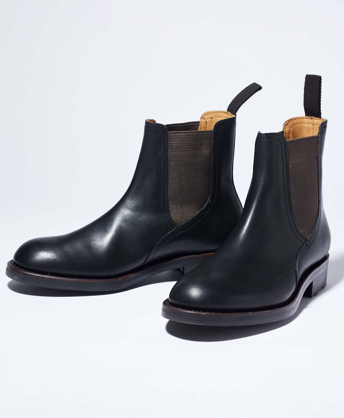 良品】シンヤヤマグチ 本革 × チェーン 薄暗く サイドゴアブーツ BLACK 