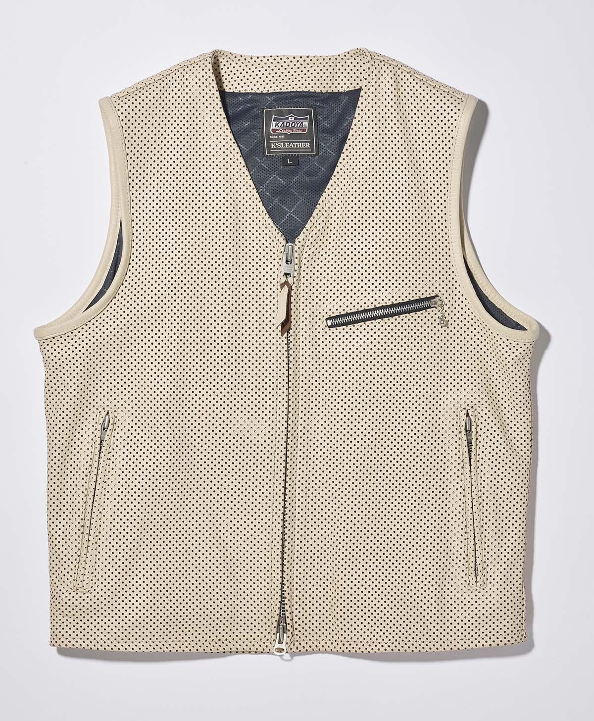 皮革最佳打孔皮革最好的｜ kadoya官方在线商店｜ pl-riders vest/象牙色