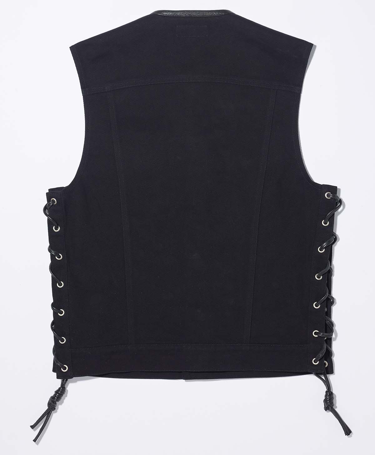 SOLID BIKER VEST / BLACK