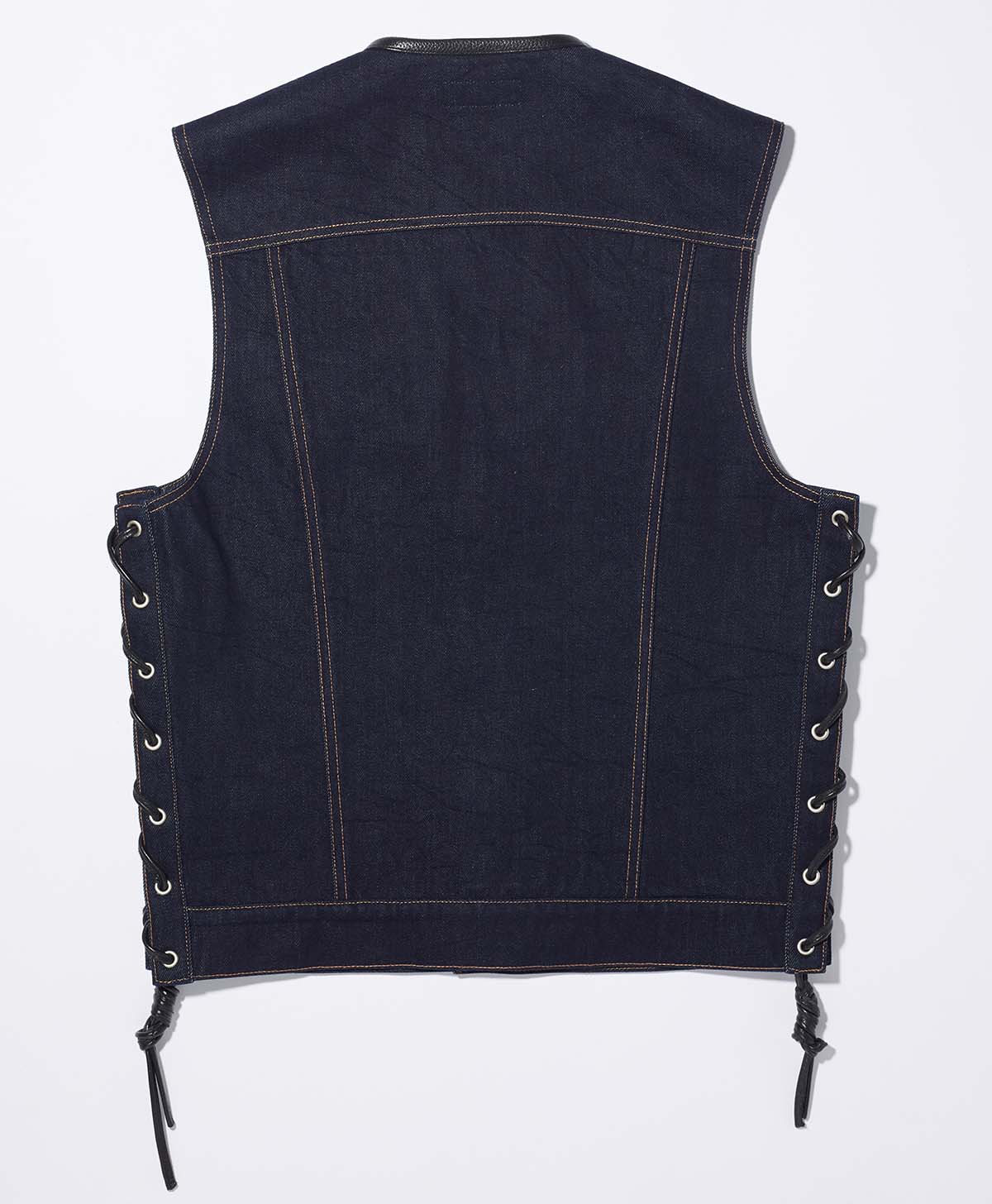 SOLID BIKER VEST / NAVY