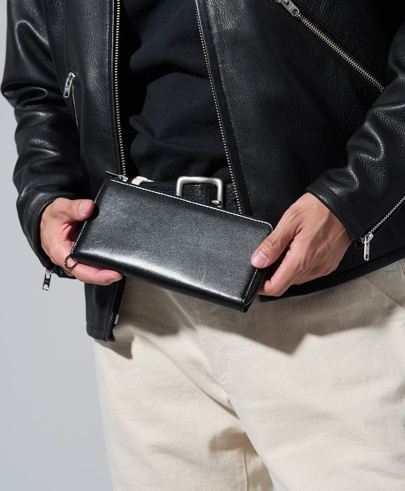 LEATHER L ZIP WALLET / ブラック