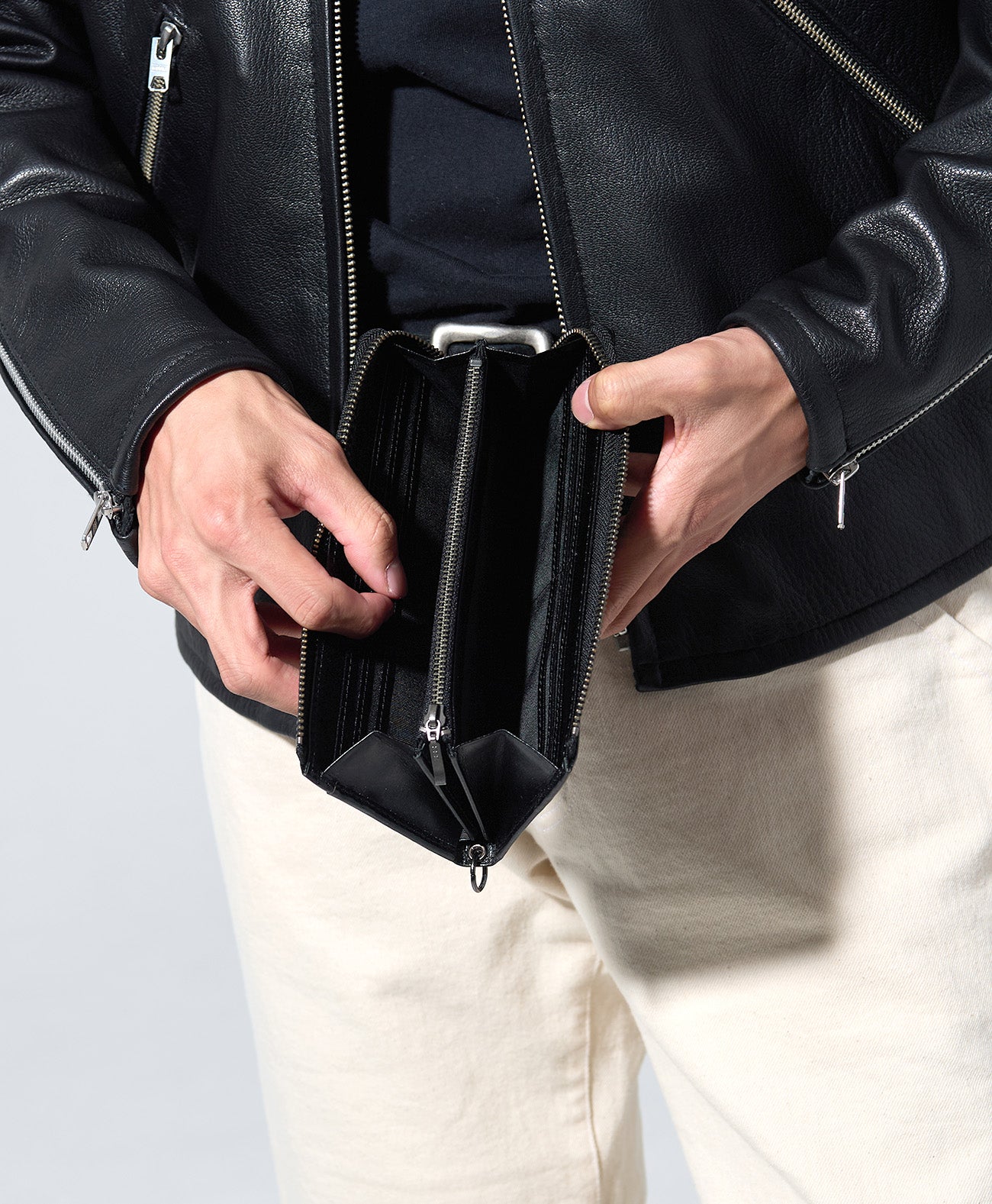 LEATHER L ZIP WALLET / ブラック