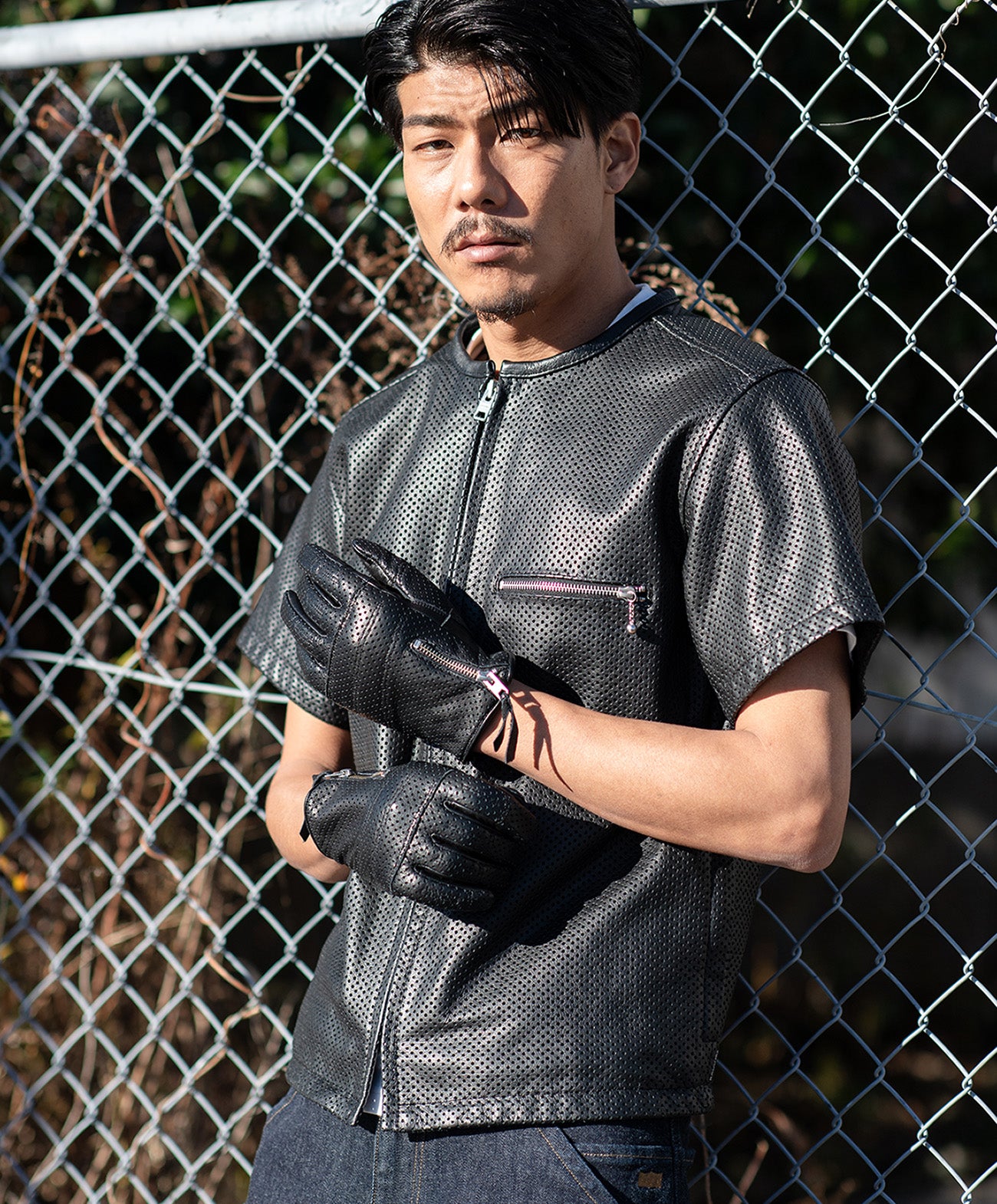 PL-LEATHER TEE / ブラック