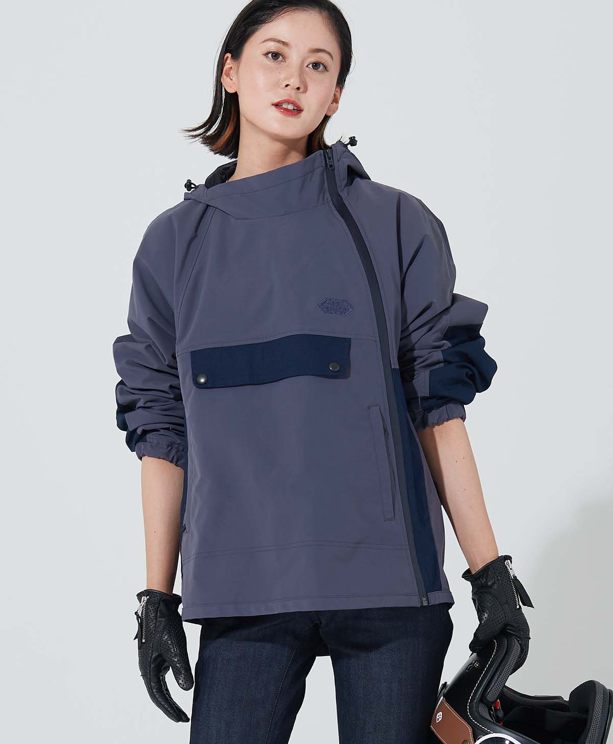Zip Round Zip Anorak / Blue Grey