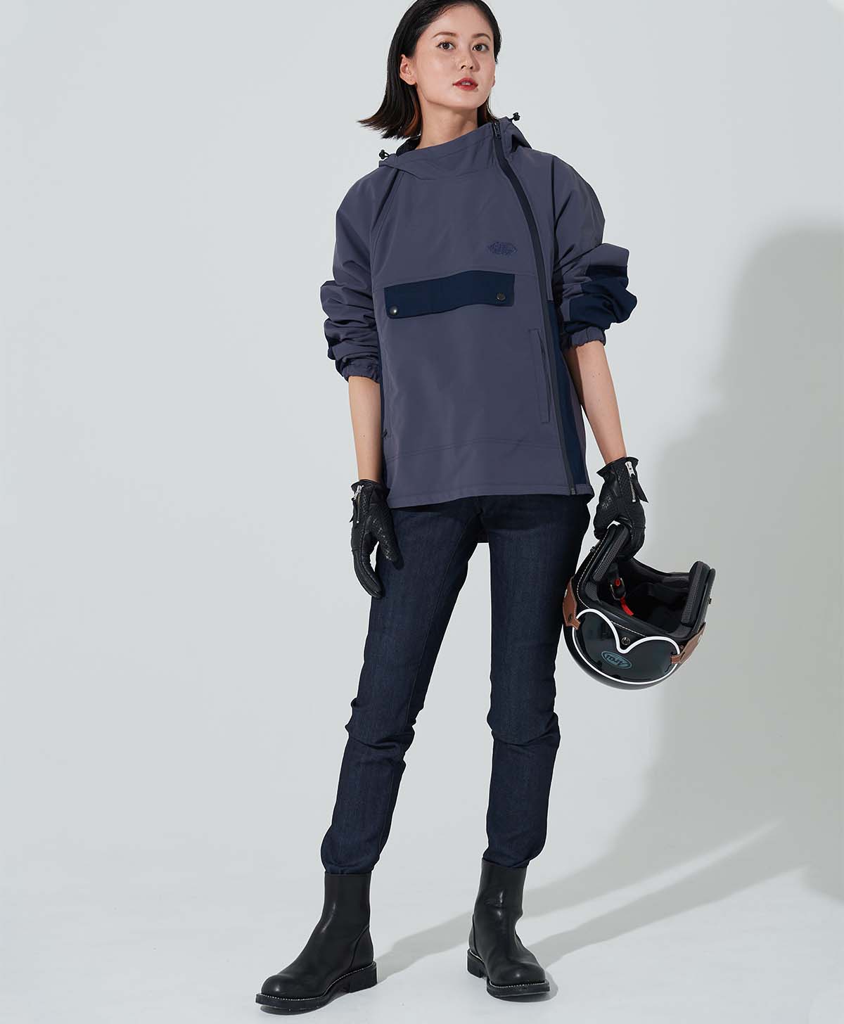 Zip Round Zip Anorak / Blue Grey