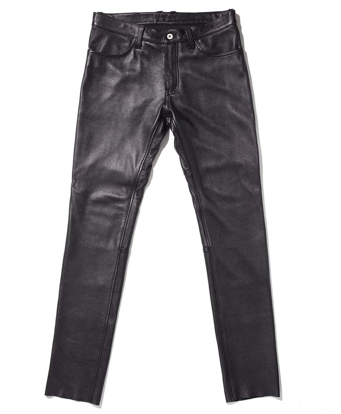 LEATHER SLIM PANTS / ブラック