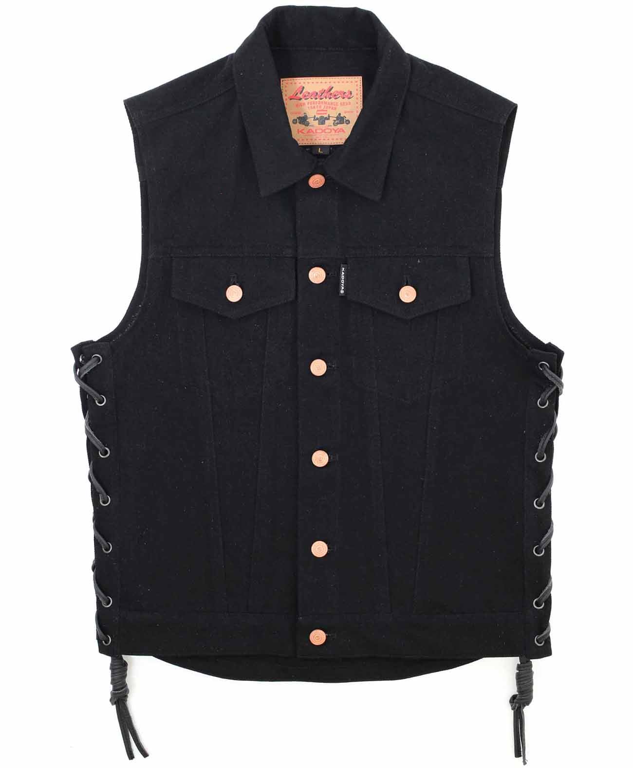 BIKER DENIM VEST 3 / BLACK