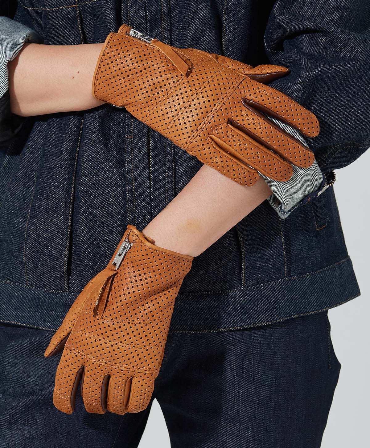 menstruations handschuh Lederhandschuh Stanze Lederhandschuhe ｜ Kadoya Offizieller Online -Shop ｜ Rox -PL / Brown (Frauen) Style:48cm LLobe City III folding kura