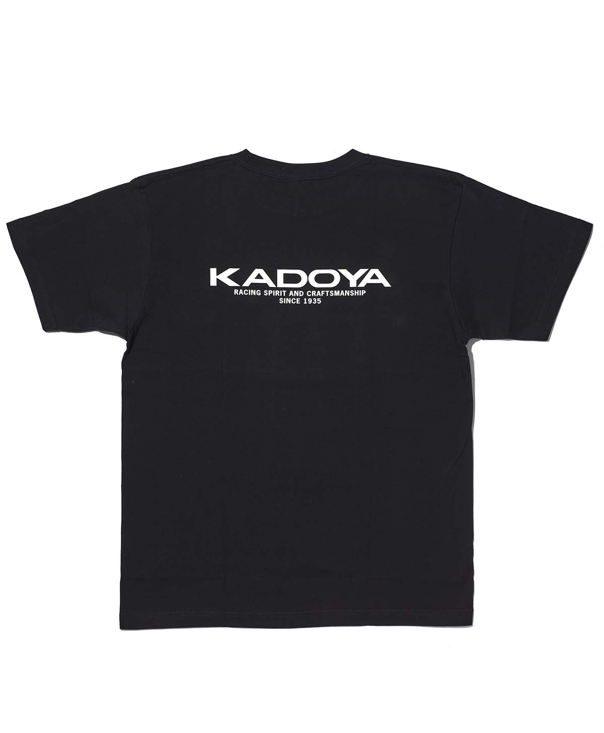 KADOYAロゴをバックにプリントしたTシャツ