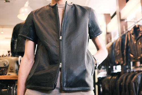 Perforated shop leather shirt