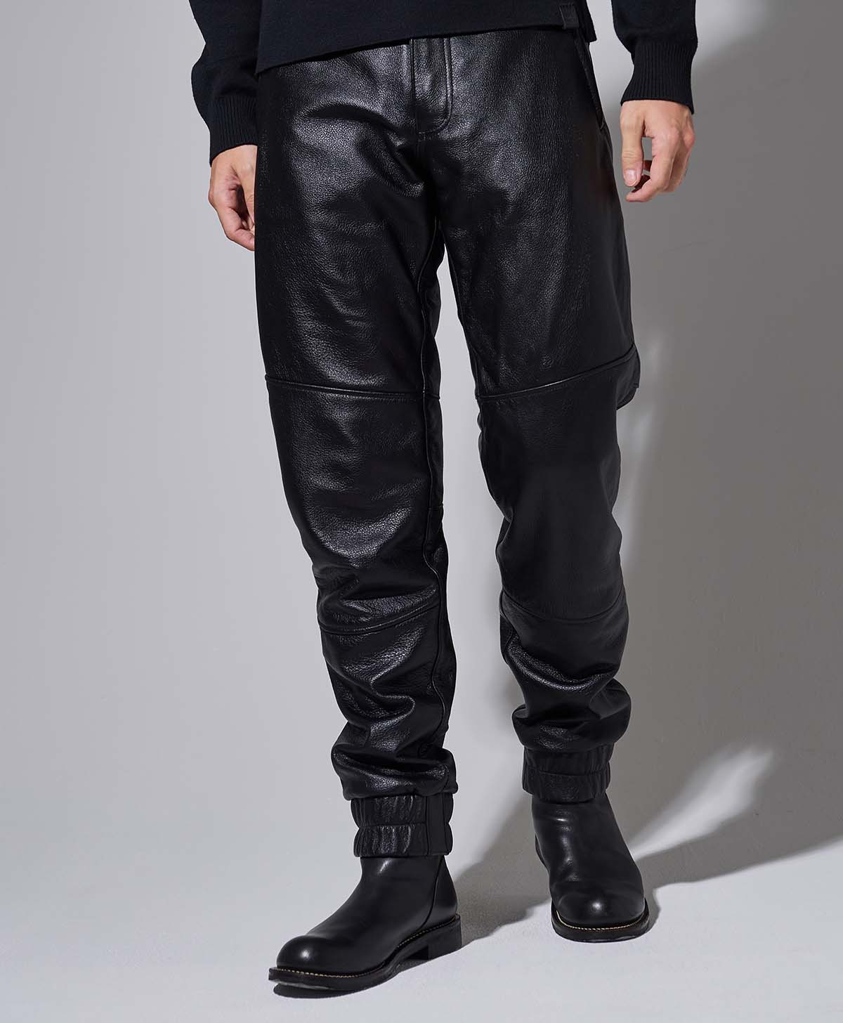 LEATHER JOGGER / ブラック