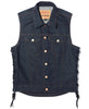 BIKER DENIM VEST 3 / ブルー