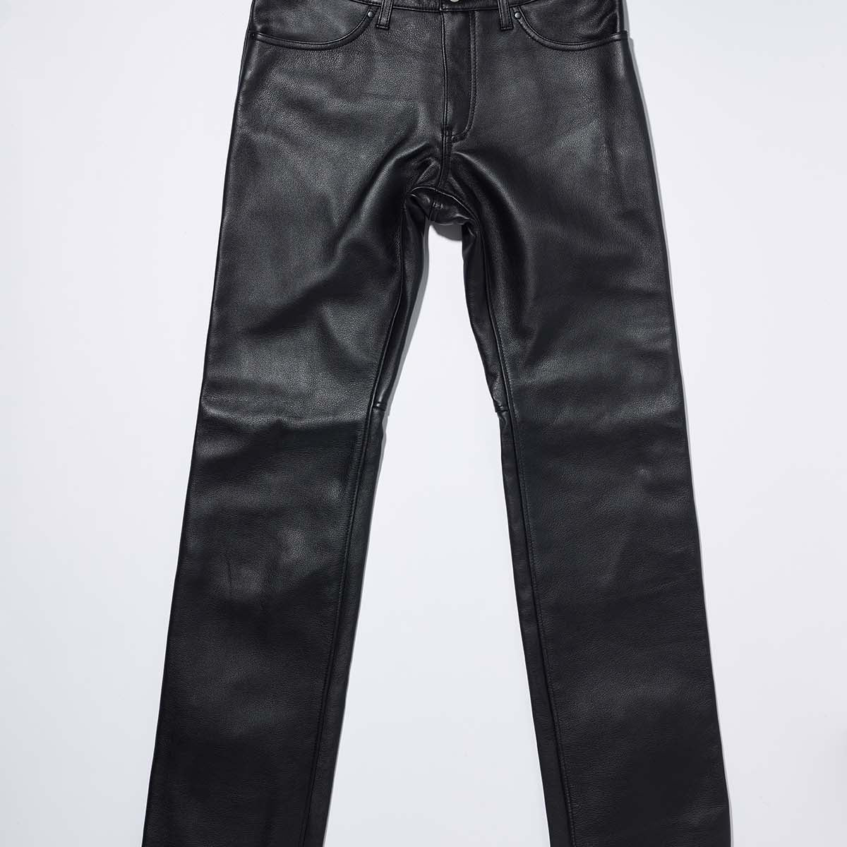 カドヤ レザーパンツ メンズ W32 黒 本革 ロック 革パンツ 皮AA1057  