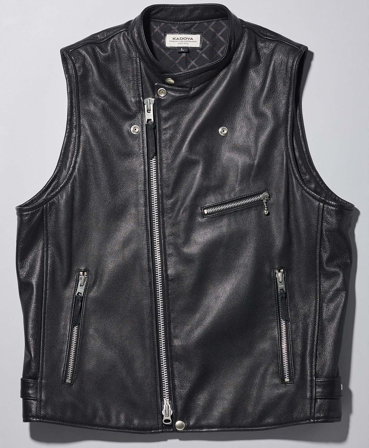 LEATHER RIDERS VEST / 블랙