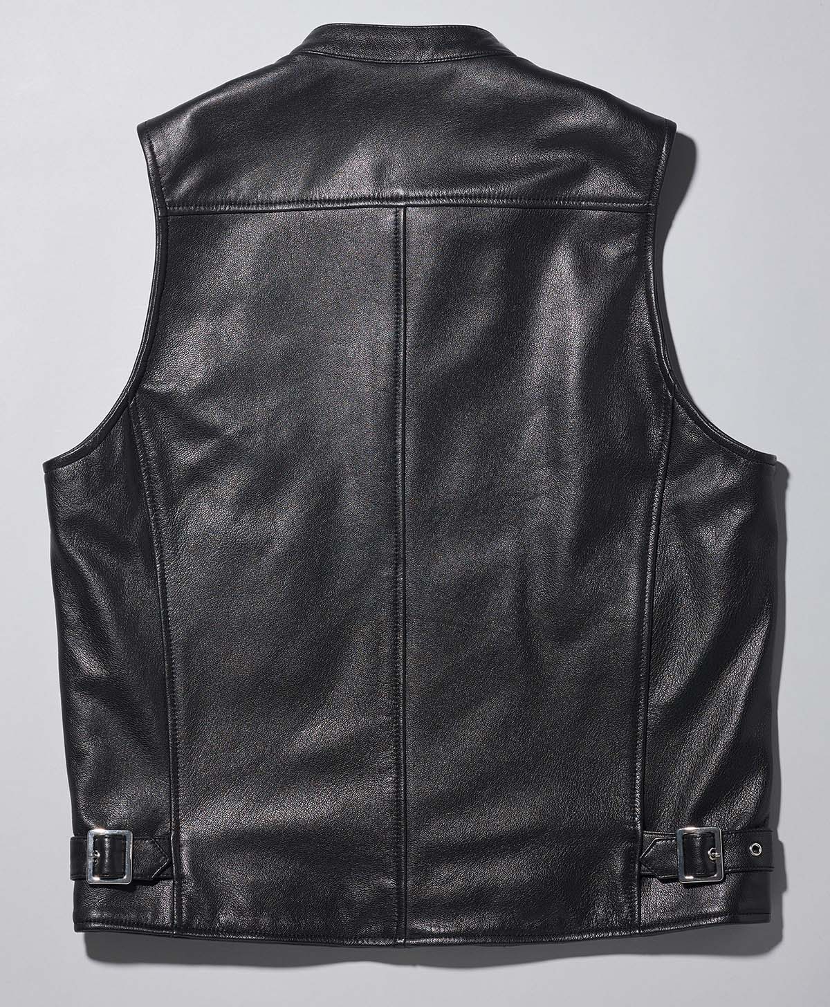 LEATHER RIDERS VEST / 블랙