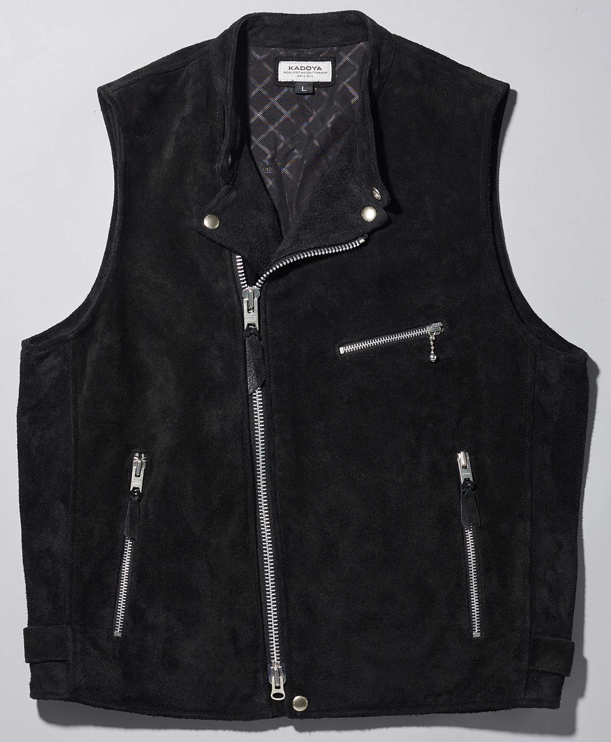 LEATHER RIDERS VEST / 스웨이드 블랙