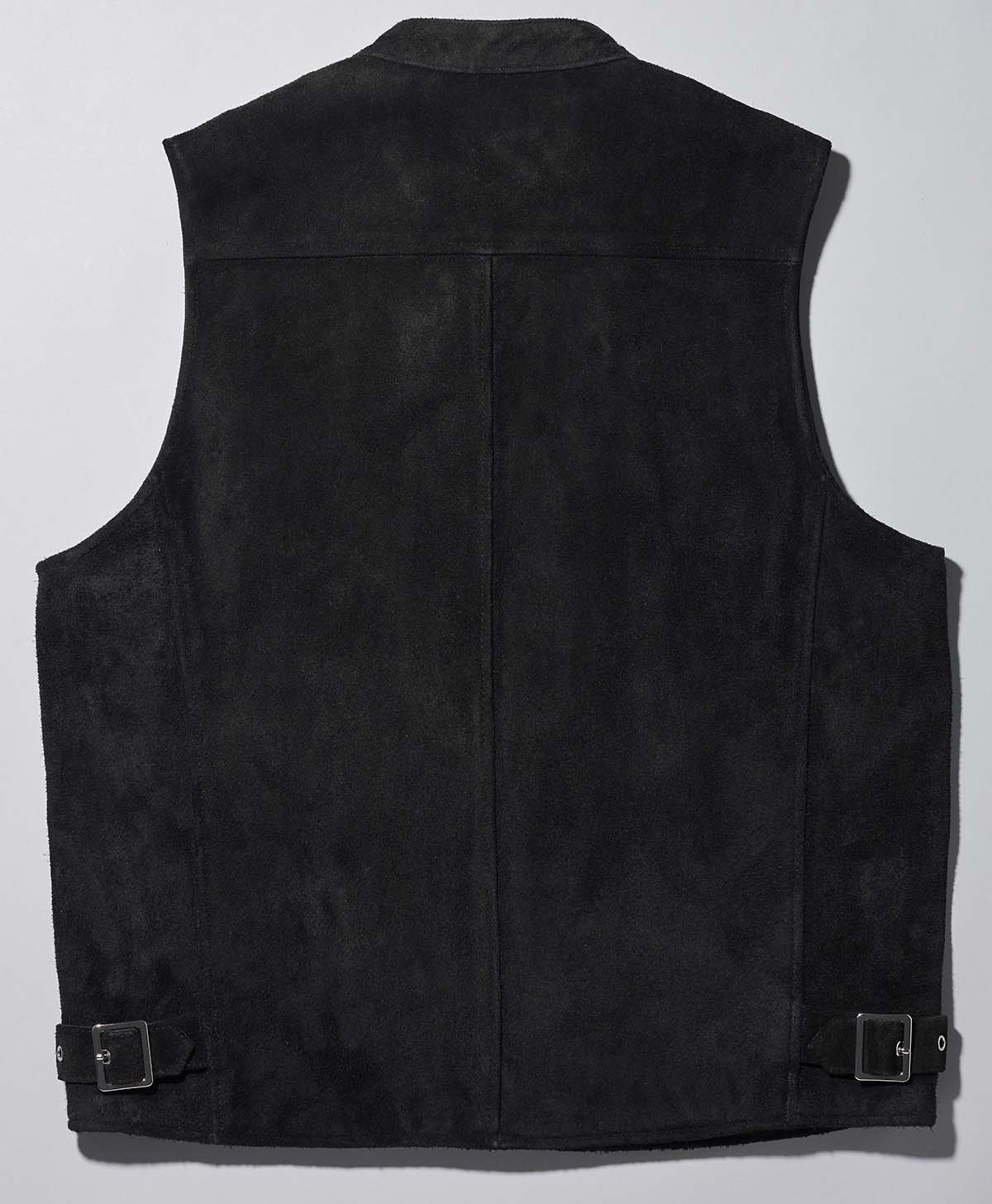 LEATHER RIDERS VEST / スウェードブラック