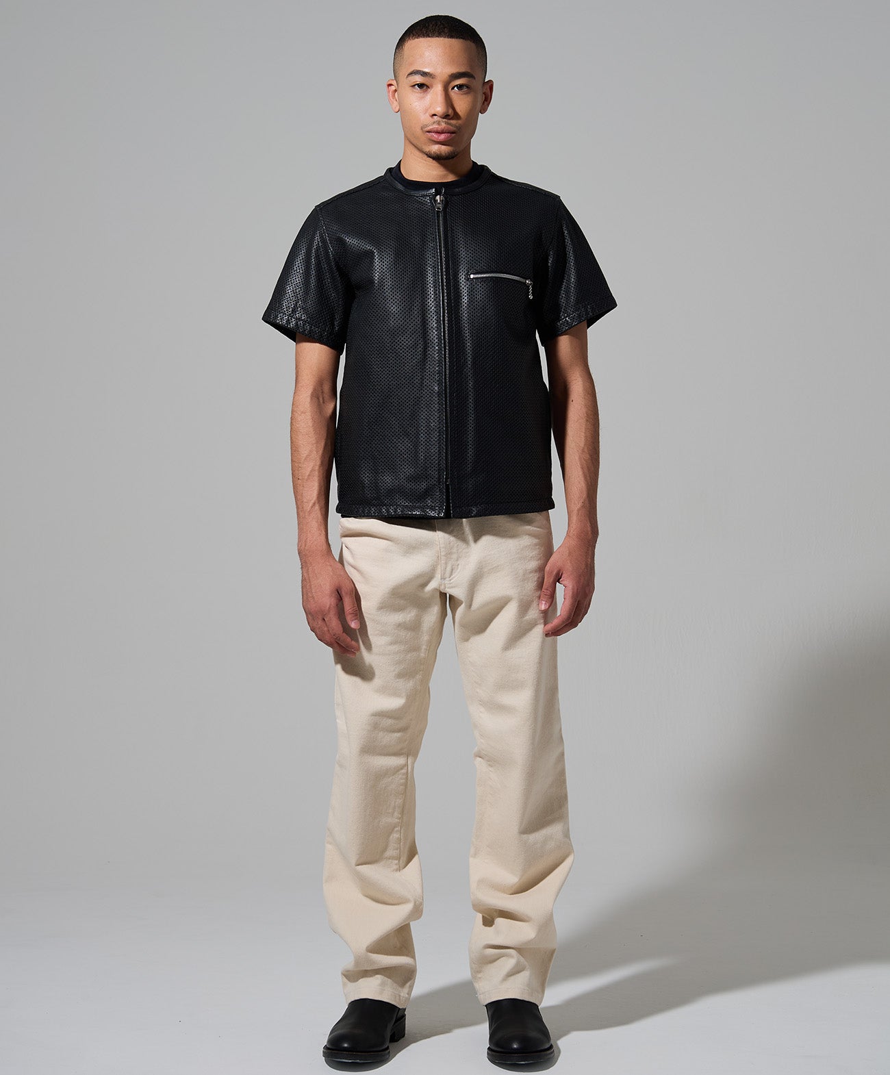 PL-LEATHER TEE｜KADOYA｜パンチングレザー 半袖ジャケット