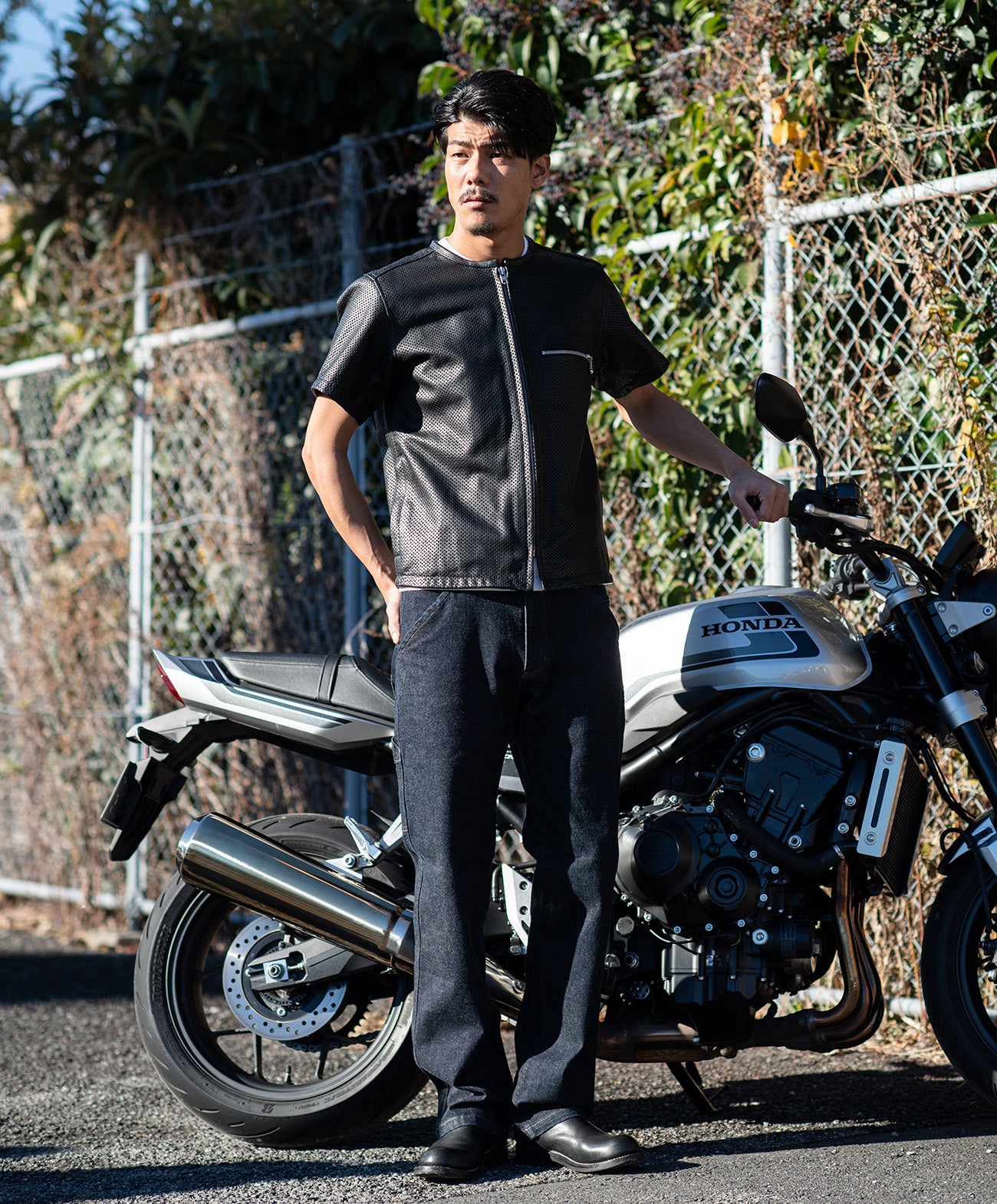 PL-LEATHER TEE / ブラック