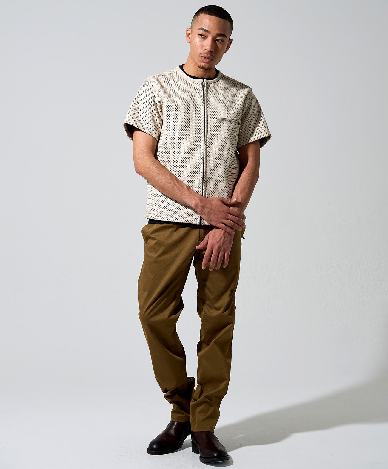 PL-LEATHER TEE / アイボリー