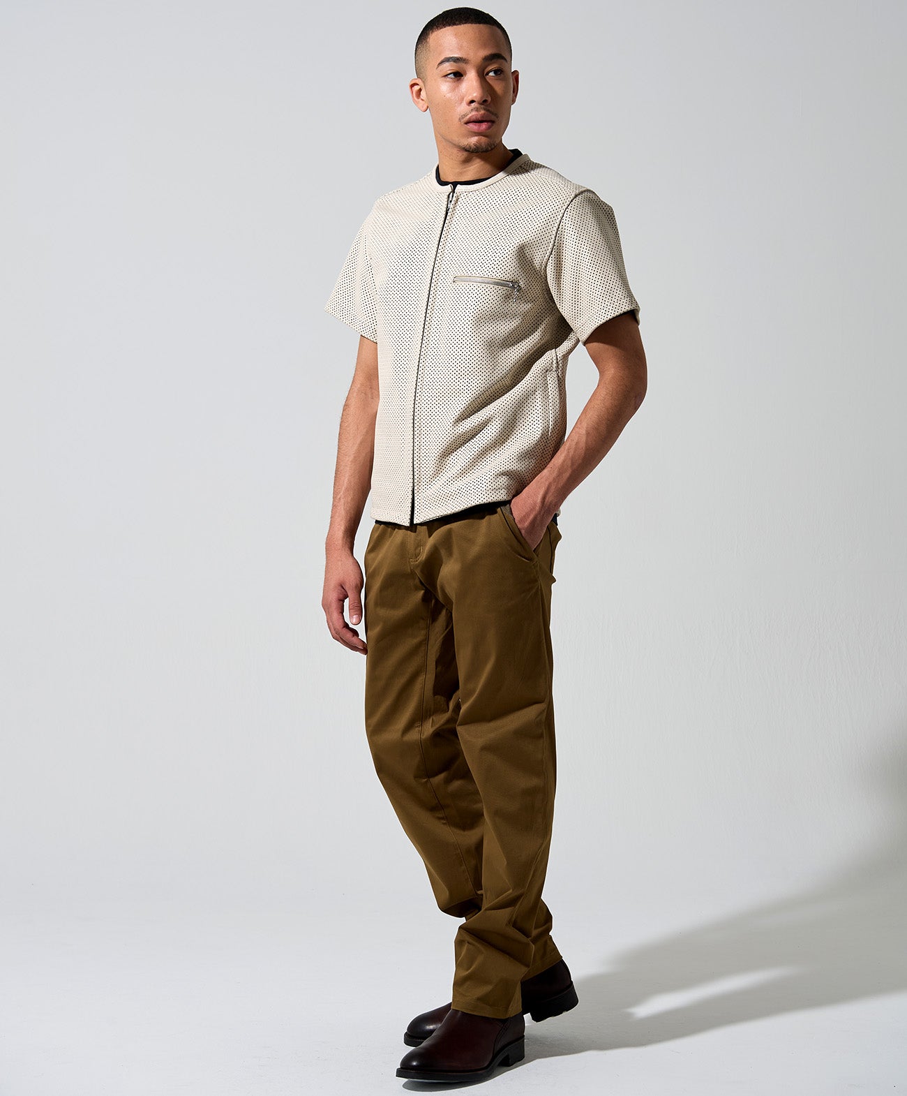 PL-LEATHER TEE / アイボリー