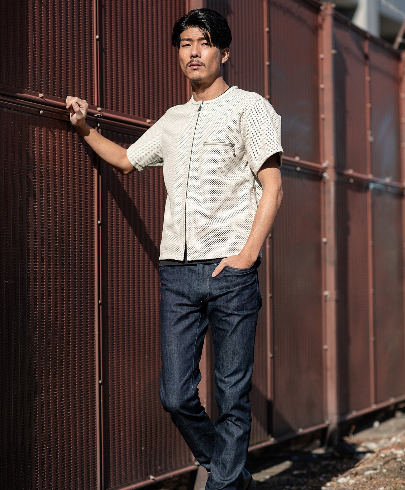 PL-LEATHER TEE｜パンチングレザー 半袖ジャケット｜KADOYA
