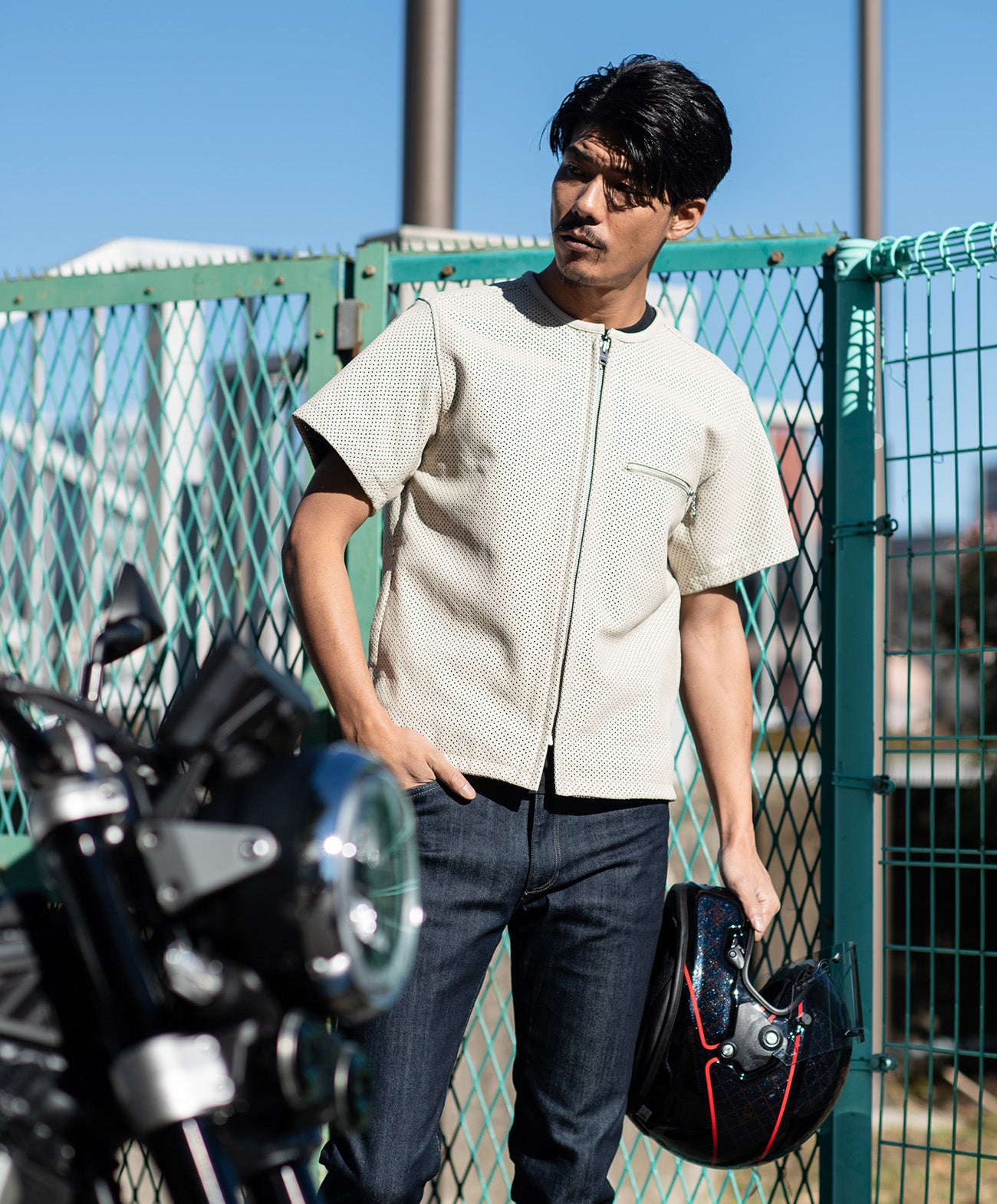 PL-LEATHER TEE｜KADOYA｜パンチングレザー 半袖ジャケット