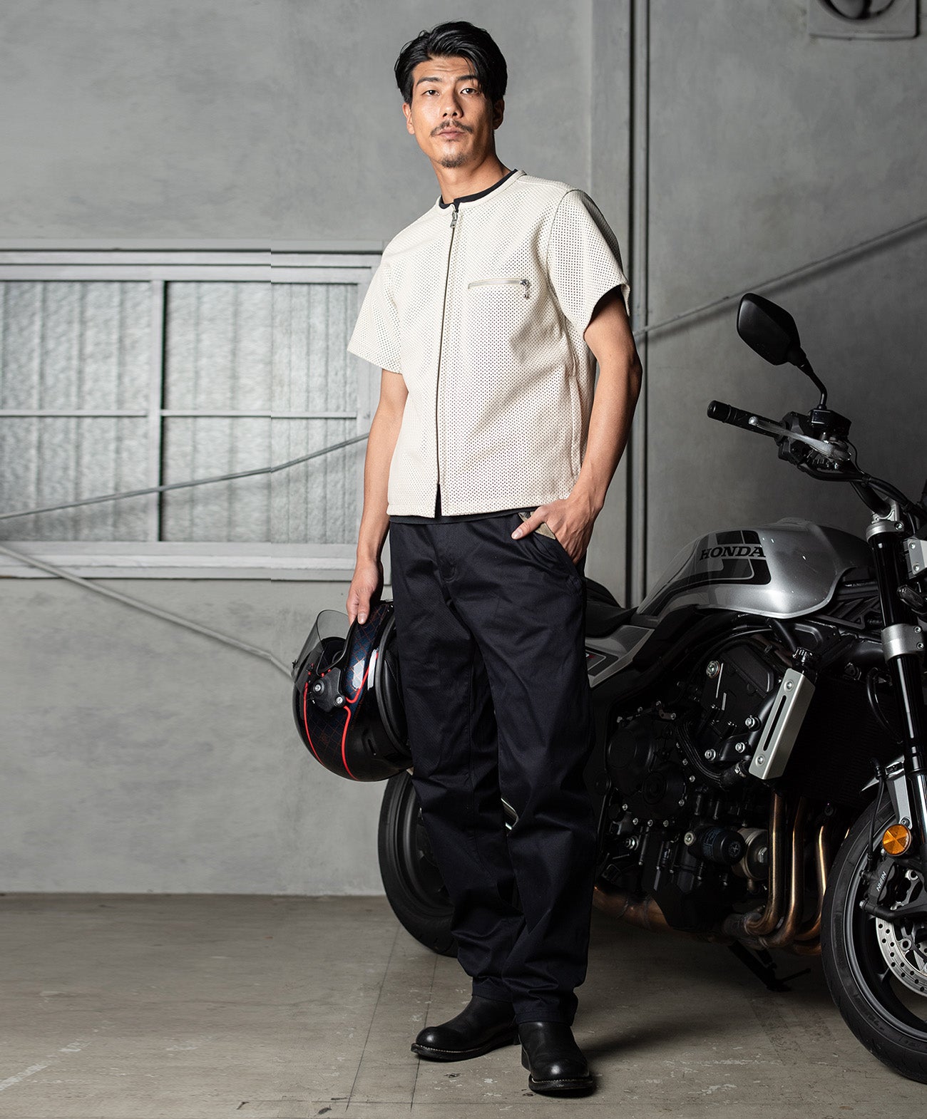 PL-LEATHER TEE / アイボリー