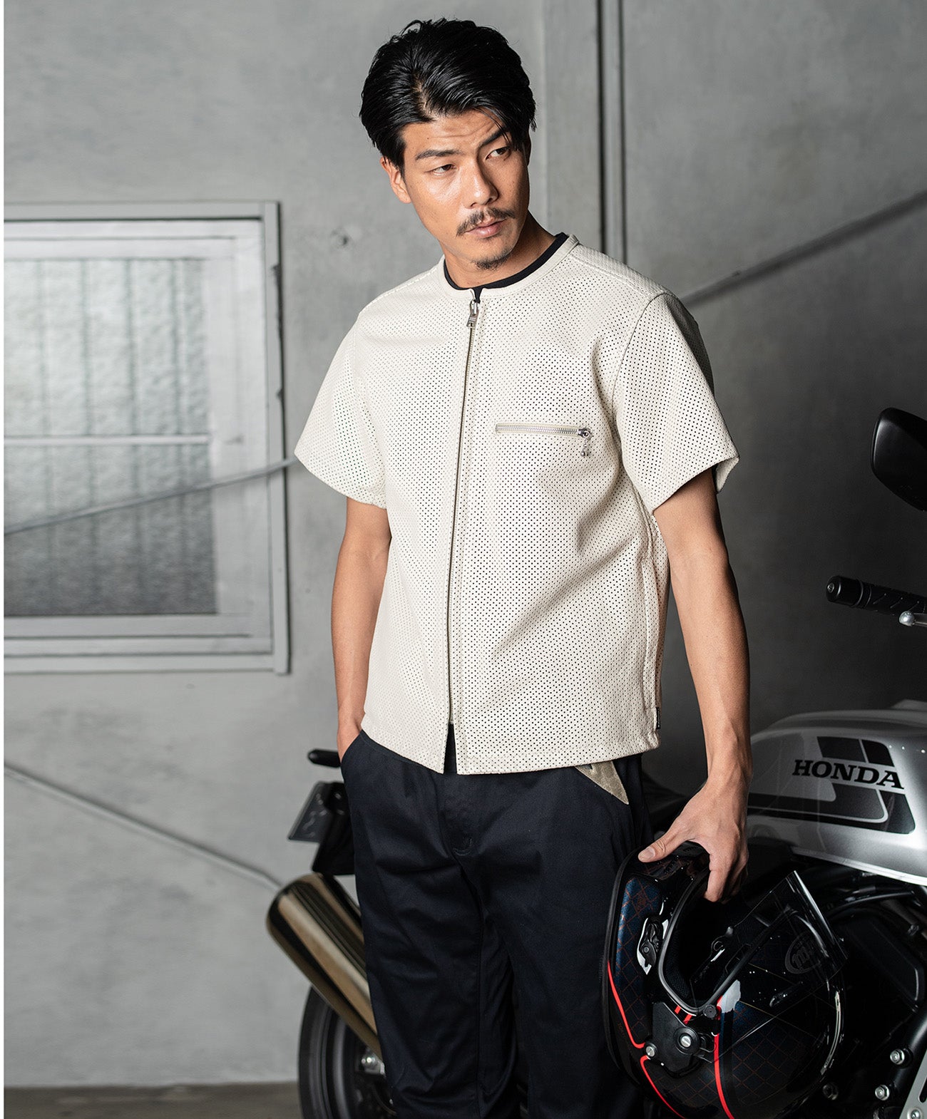 PL-LEATHER TEE / アイボリー