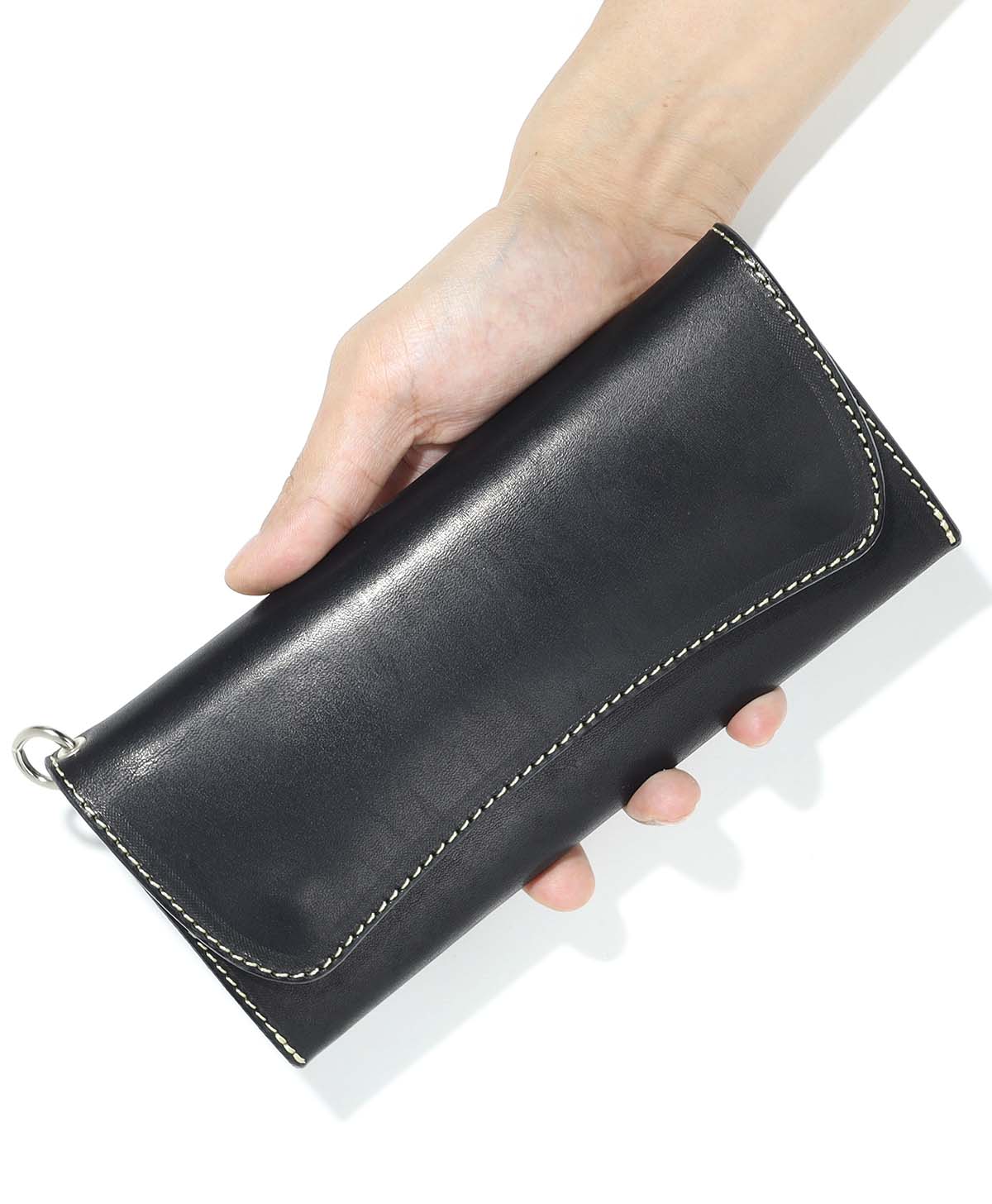 FLAP LONG WALLET / ブラック/シルバー