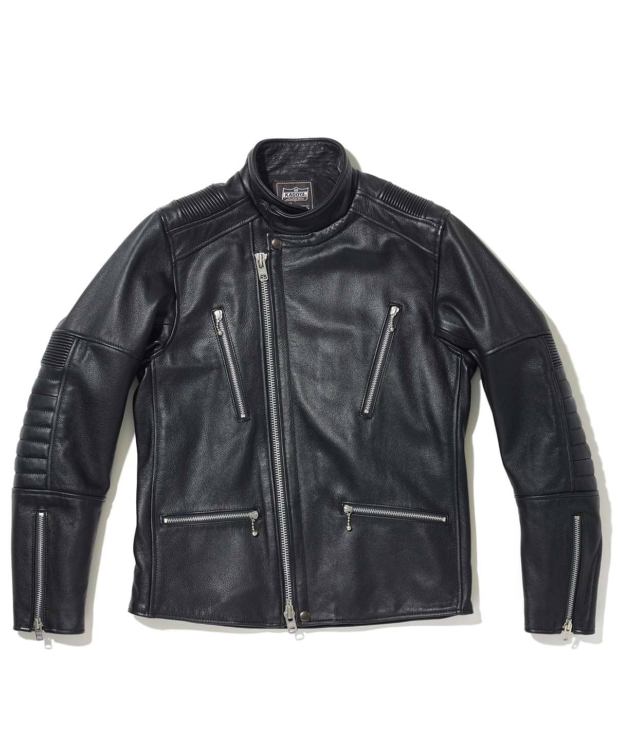 Leather jacket high neck semi-double leather jacket | Kadoya ...