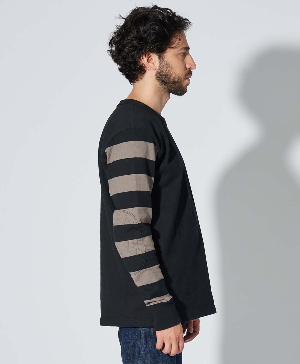 KADOYA × IRON HEART HEAVY MOTO STRIPE-T HEAVY MOTO STRIPE-T / ブラック/グレー