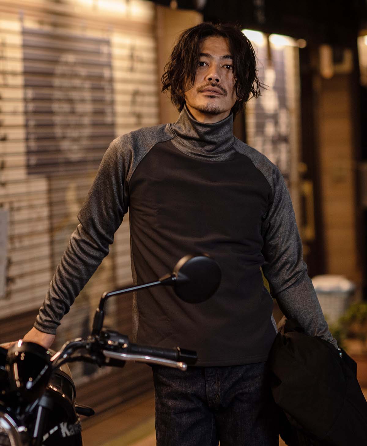 RIDEN WARM/HIGH NECK / グレー/ブラック