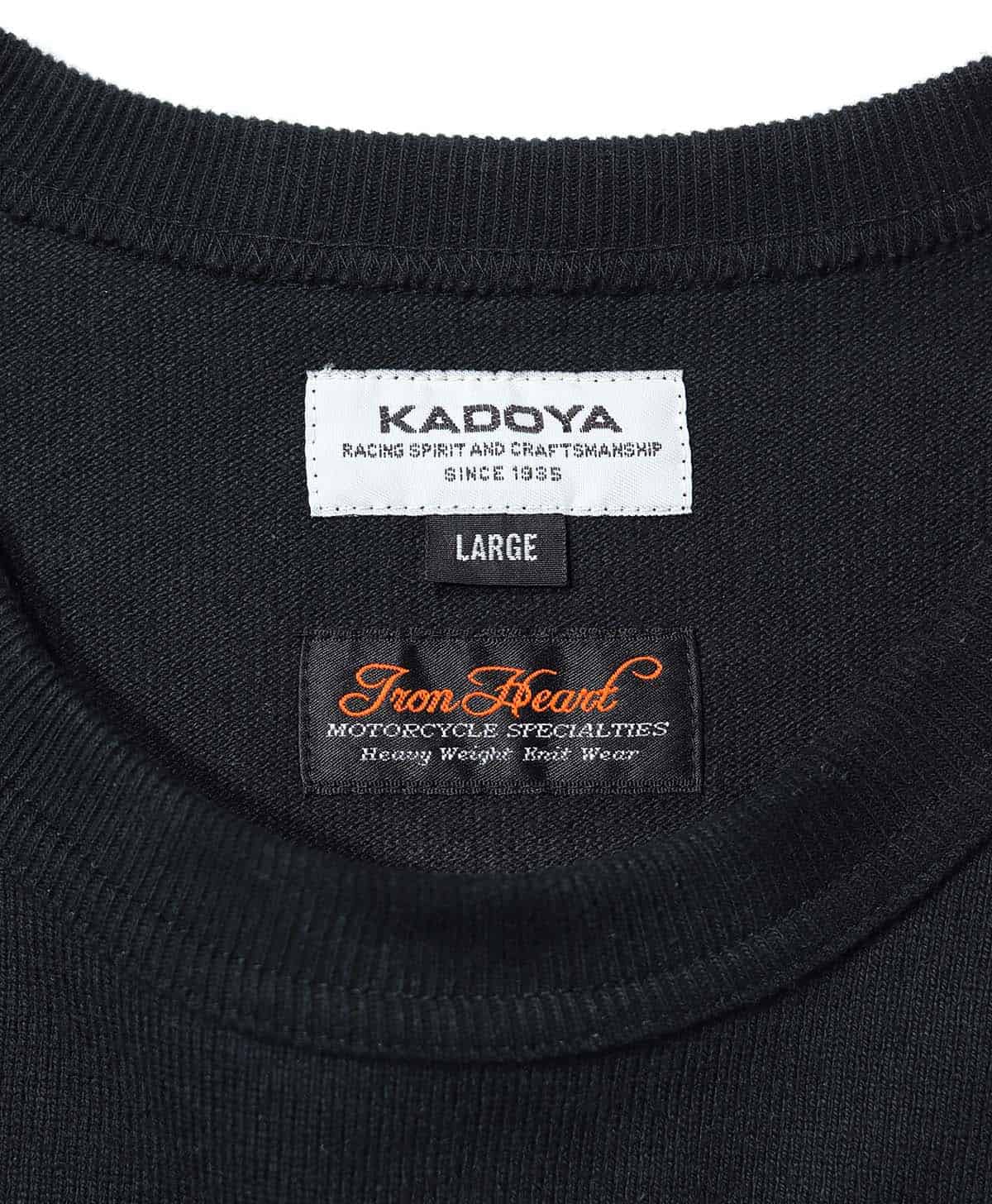 KADOYA × IRON HEART HEAVY MOTO STRIPE-T HEAVY MOTO STRIPE-T / ブラック/グレー