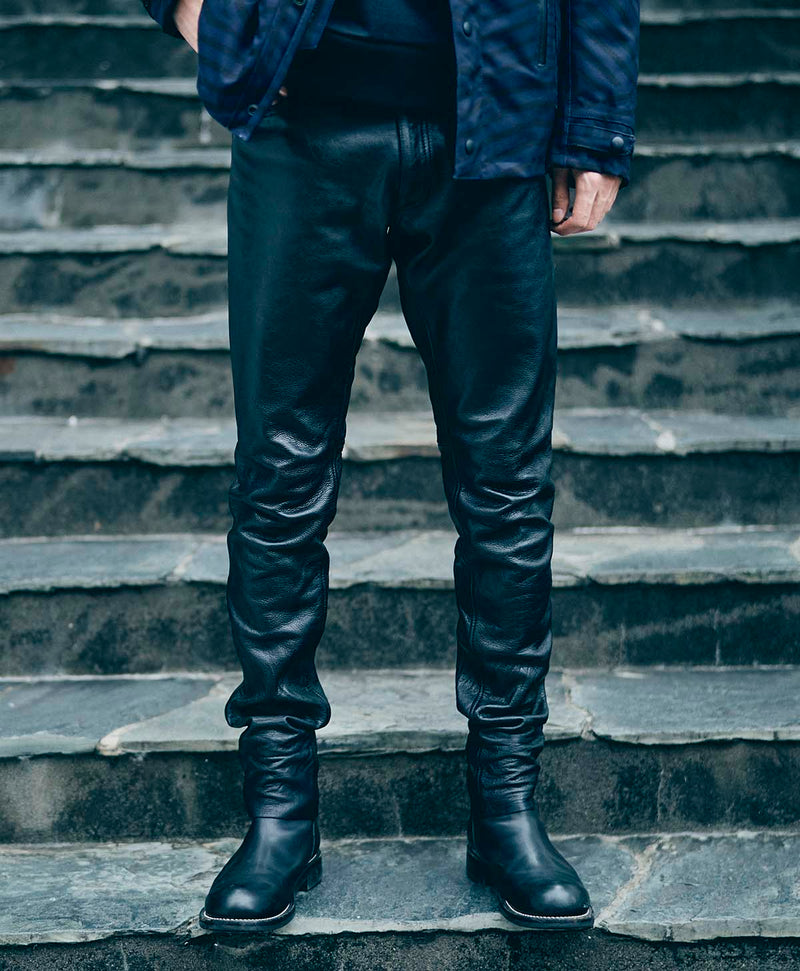 LEATHER SLIM PANTS / ブラック – カドヤ公式オンラインショップ