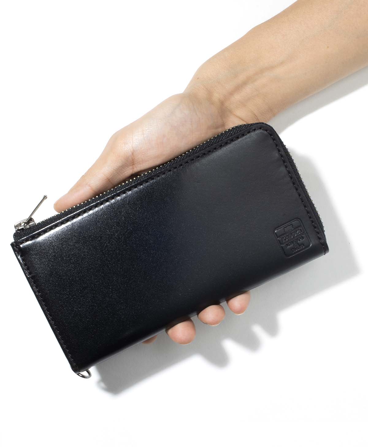 L zip dompet kompak / hitam