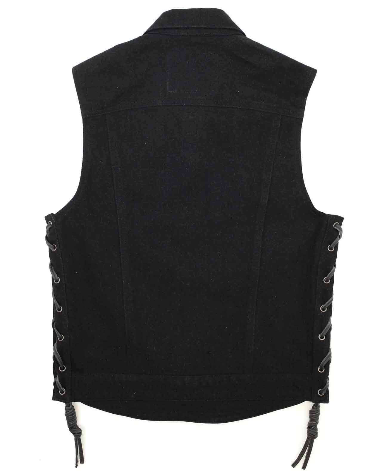 BIKER DENIM VEST 3 / BLACK