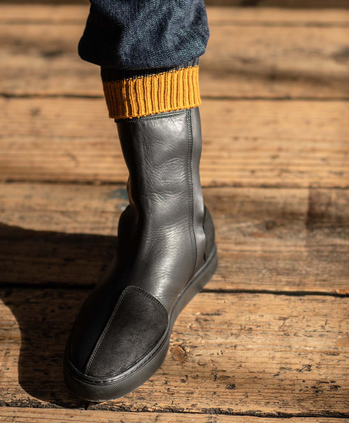 Calcetines de botas / carbón gris / amarillo